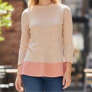 Anthro Angel of the North Cashmere Wool Blend Sweater Peach SZ M